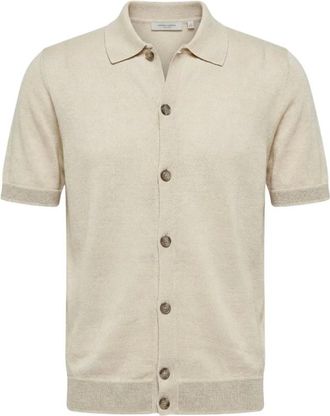 PESERICO Tops, Heren, Bruin, M, Katoen, Linnen en Katoenen Shirt