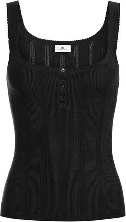 Elisabetta Franchi Tops, Dames, Zwart, M, Gebreide Top met Openwerk