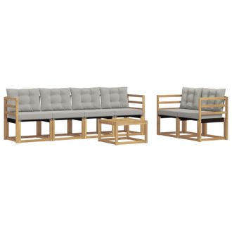 vidaXL Conjunto De Sof&aacute;s De Exterior 7 Pcs Blanco Y Gris Claro Vidaxl