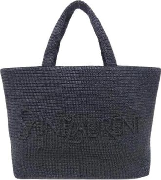 Saint Laurent Pre-owned Raffia Tote Bag - Dames - Vintage Shopper - Zwart - ONE Size - Vintage
