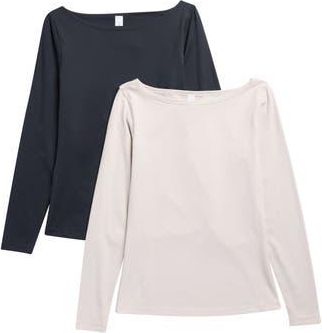 Yogalicious Zenly Winslet Assorted 2-Pack T-Shirts in Shadow Rock/Black at Nordstrom Rack, Size X-Small