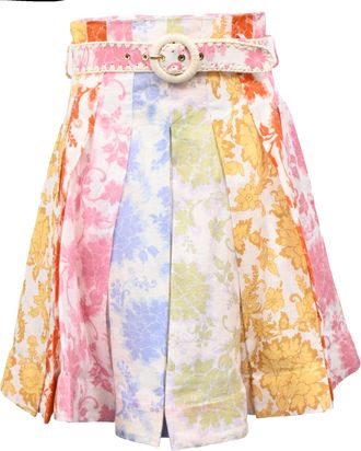 Zimmermann Zimmerman High-Rise Pleated Poplin Mini Skirt in Floral-Print Cotton