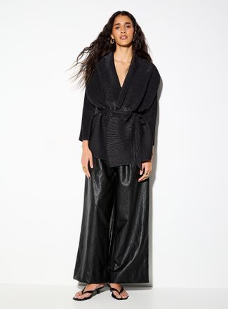 Icone Womens Grooved texture shawl-collar kimono Blazer Jacket