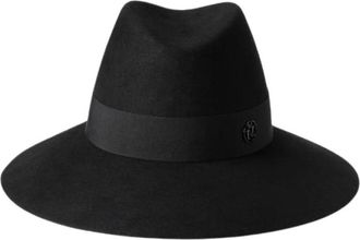 Maison Michel Waterdichte hoed met brede rand van wol - Heren - Hoeden - Zwart - S - Wol - Accessoires