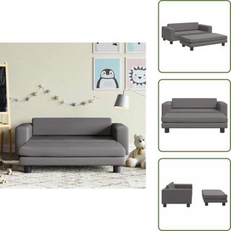 vidaXL The Living Store Divano Bambini con Poggiapiedi Grigio 100x50x30 cm Similpelle - Divano bambini