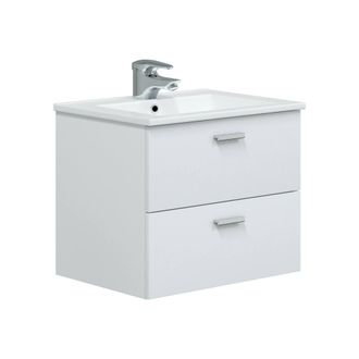 Dmora Dmora - Bajo El Armario Doksuri, Mueble De Ba&ntilde;o, Contenedor De Lavabo, Mueble Fregadero, 60x45 H50 Cm, Blanco Brillante
