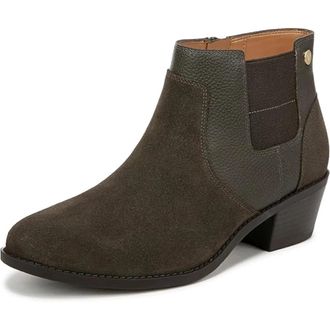 Vionic Womens Vionic Finn Boots Dark Khaki Suede Block Heel Ankle Bootie ZAP2114