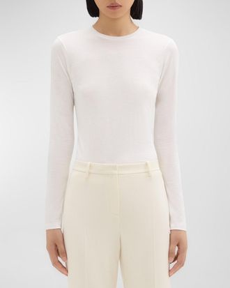 Theory Tiny Tee Long-Sleeve Cotton T-Shirt