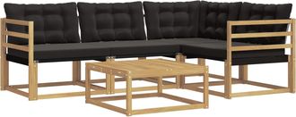 vidaXL Conjunto De Sof&aacute;s De Exterior 5 Uds. Blanco Y Negro Vidaxl