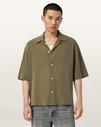 AllSaints Viscose Rialto Oversized Short Sleeve Shirt, Size: XS