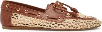Ancient Greek Sandals Pliaria Leather-trimmed Raffia Loafers - Natural - 40 (IT40/ UK7)