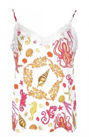 Mucho Gusto Womens Multi Color Cami Top In White