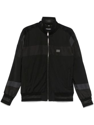 Dolce & Gabbana pinstriped bomber jacket - men - Elastane/Polyester/Polyamide/Virgin Wool - 56 - Black