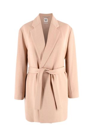 Herm&egrave;s Rose Pierre De Lune Silk Cady H Wrap Jacket Size XS