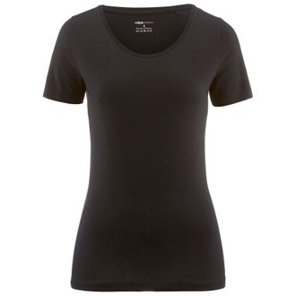 Isa Rundhalsshirt ISA BODYWEAR 719120, Damen, Gr. XL, schwarz (0013), Single Jersey, Obermaterial: 95% Baumwolle, 5% Elasthan, unifarben, Basic, Rundhals,