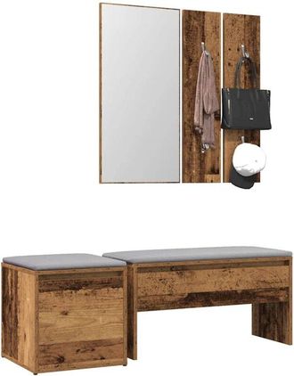 vidaXL Vidaxl - Juego De Muebles De Recibidor Madera Ingenier&iacute;a Madera Antigua