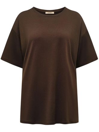 12 Storeez round-neck silk T-shirt - women - Silk - M - Brown