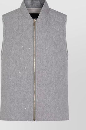 Fabiana Filippi quilted vest with sequin embellishments and stand collar
