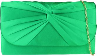 Girly HandBags Womens Twist Satin Plain Clutch Bag Medium Light Green