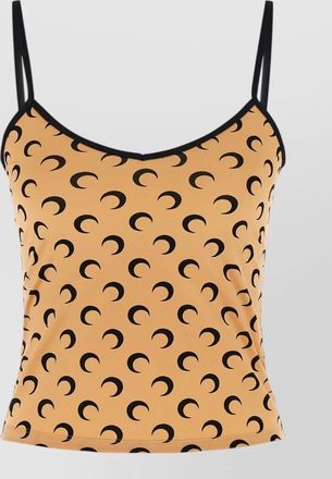 Marine Serre moon motif top spaghetti straps trim