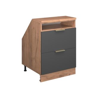 Vicco Armario De Cocina Para Techo Inclinado R-line, Antracita-oro, 60 Cm Con 2 Cajones, Carcasa 60 Cm De Profundidad, Vicco