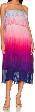 Something Navy Ombre Pleated Tiered Dress In Purple Combo