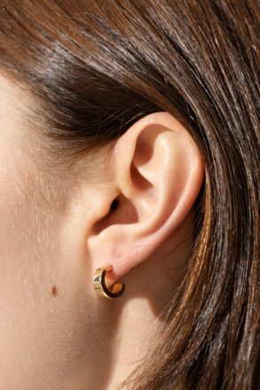 Maison Margiela Earrings With Engraved Logo, Womens, Gold
