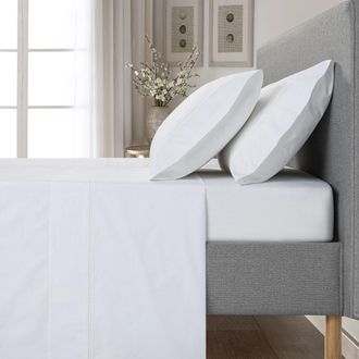 Casa da Laura S&aacute;banas 100% algod&oacute;n 400 hilos blanco cama 150/160 1 almohada 45 x