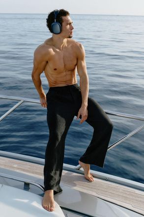Alo | Linen Days Straight Leg Pants in Black, Size: Medium