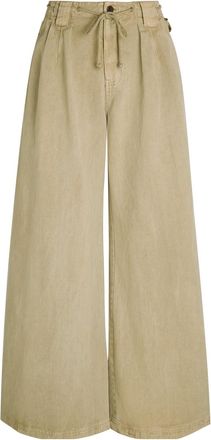 Free People Julien Wide-leg Cotton-twill Chino Trousers - Khaki - L (UK16-UK18 / L)
