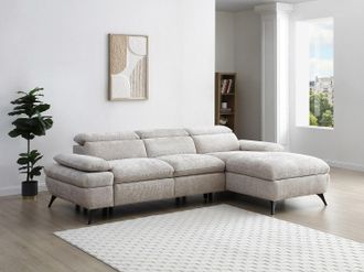Vente-Unique Divano letto in Tessuto testurizzato Beige - Angolo a destra - SURDELI