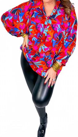 Adrienne Womens Morgan Floral Top In Go Red