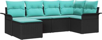 vidaXL Conjunto De Sof&aacute; De Jard&iacute;n 6 Uds. Negro Rat&aacute;n Sint&eacute;tico Vidaxl