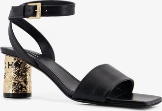 Givenchy Womens Heeled Sandals Tape Leather Black