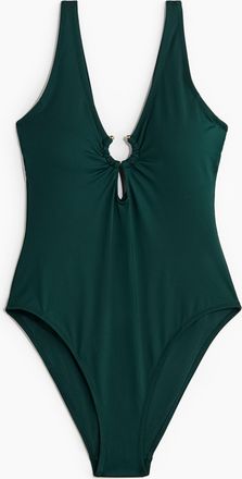 H&M Badeanzug mit wattierten Cups und High Leg - Dunkelgr&uuml;n