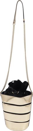 Ferragamo Caged Bucket Bag in Gold Leather