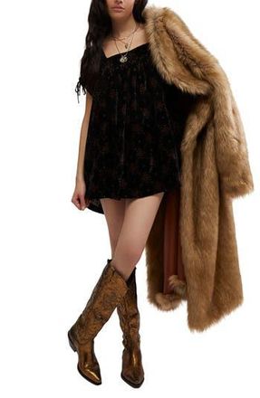 Free People Summer Camp Velvet Tunic in Black Combo at Nordstrom Rack, Size Large