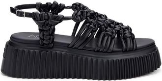 AGL Black Alice Synthetic Flatform Wedge Sandals