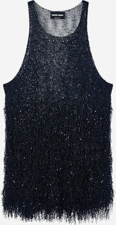Giorgio Armani Lurex jersey top met franjes