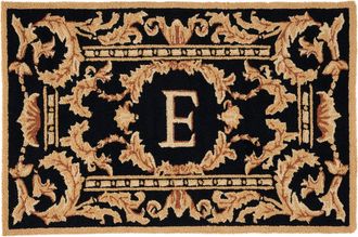 Safavieh Monogram Hand Made Area rug, Black Traditional Style Non-Shedding