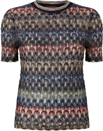 Missoni Top met korte mouwen en ronde hals - Dames - T-shirts - Veelkleurig - M - Tops
