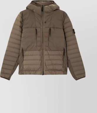 Stone Island drawstring hooded quilted side zip jacket