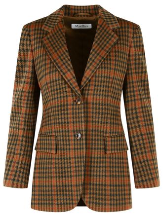 Max Mara Galosce blazer van scheerwolmix leer