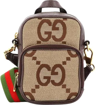 Gucci Front Pocket Web Crossbody Bag Jumbo Gg Canva Mini (Authentic Pre-Loved)