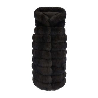 Suprema Jassen, Dames, Bruin, M, Leer, Lange Bont Bodywarmer