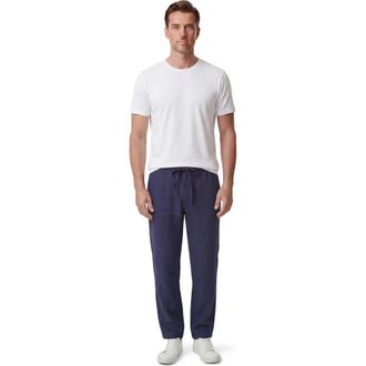 Lords of Harlech Solid Linen Drawstring Pant in Navy at Nordstrom, Size Xx-Large 32