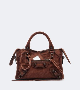 Balenciaga Le City Mini suede top-handle bag