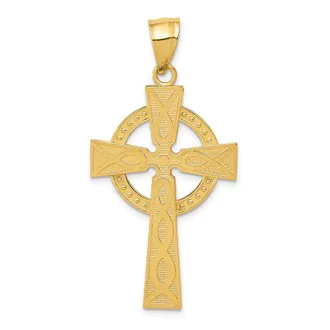 Diamond2Deal 14k Yellow Gold Celtic Cross Pendant