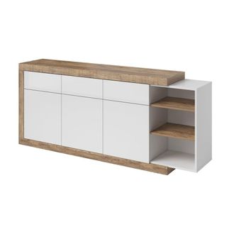 Petits Meubles Buf&eacute; 3 puertas 3 cajones paneles laminados blanco y madera