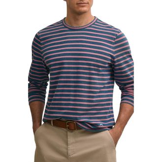 Brooks Brothers Mariner Stripe Long Sleeve Cotton T-Shirt in Indigo/Red at Nordstrom, Size X-Large